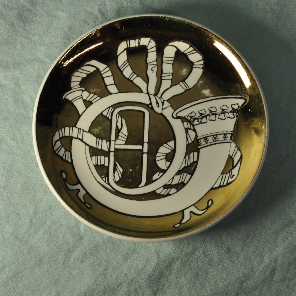 french horn vintage Musicalia formasetti-milano plates gold coaster (w1176)